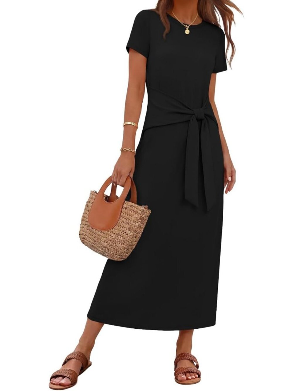 Stylish Women's Summer Maxi Dress - Casual Wrap T-Shirt Style for Work & Play